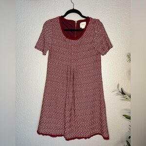 Anthropologie Maeve Red White Dora Short Sleeve A-Line Shift Mini
Dress Medium